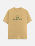 “दूब हैं, फिर उग आएँगे” Hindi poetry t-shirt in beige by Halant, front